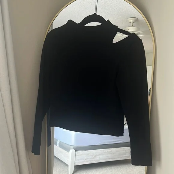 Anthropologie Black Asymmetrical Cut Out Blouse - Picture 4 of 5